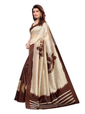 Red Printed Poly Silk Saree With Blouse 2