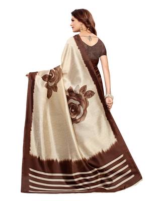 Red Printed Poly Silk Saree With Blouse 4