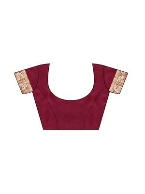 Maroon Woven Poly Silk Saree With Blouse 5
