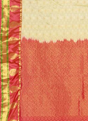 CLASSICATE from the house of The Chennai Silks Women's Cream Kanjivaram Silk Saree With Running Blouse 4