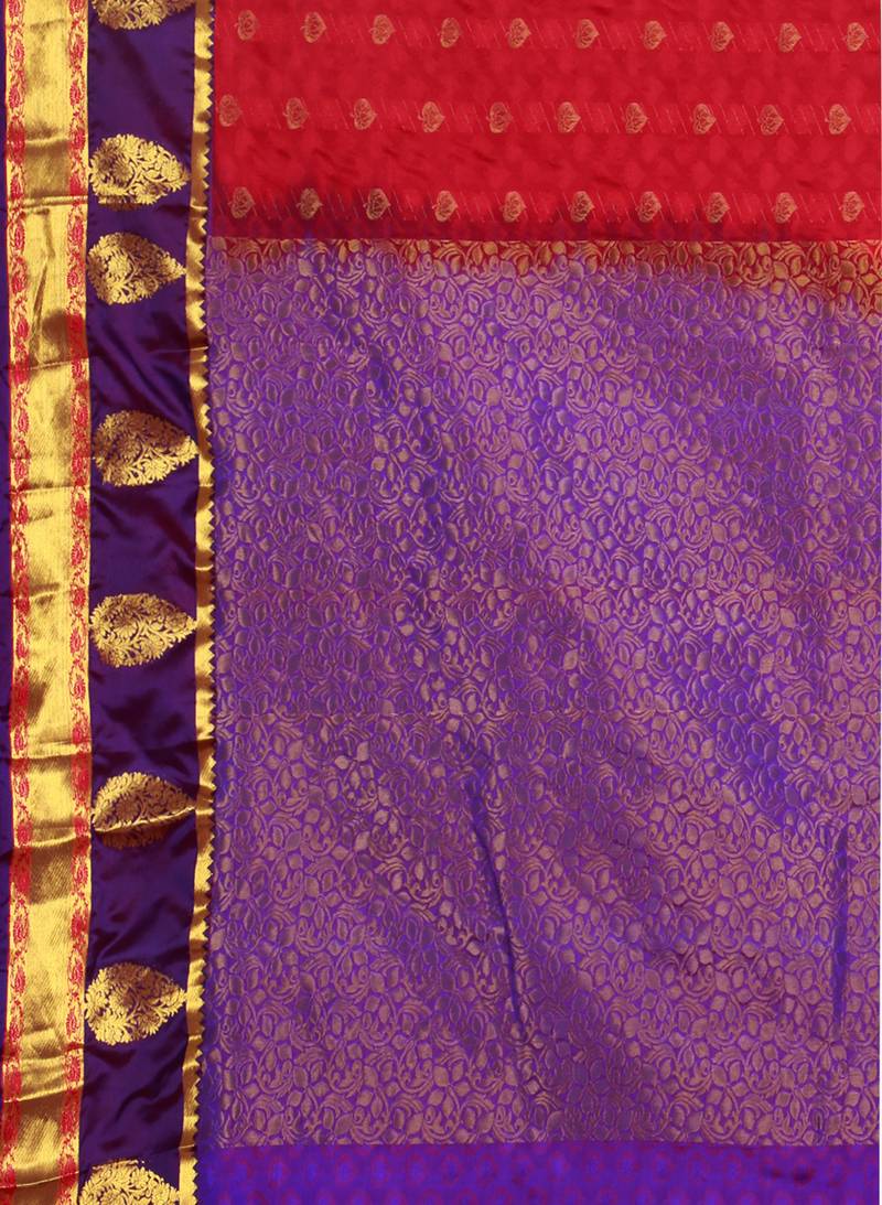 CLASSICATE from the house of The Chennai Silks Women's Dark Pink Kanjivaram Silk Saree With Running Blouse