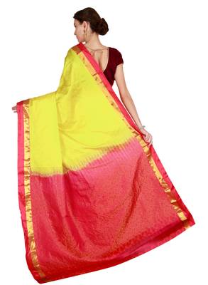 CLASSICATE from the house of The Chennai Silks Women's Light Yellow Kanjivaram Silk Saree With Running Blouse 3
