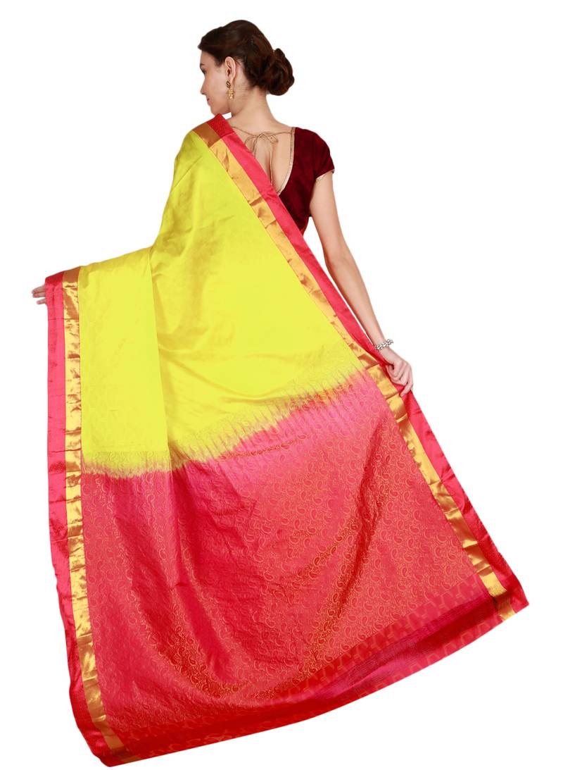 CLASSICATE from the house of The Chennai Silks Women's Light Yellow Kanjivaram Silk Saree With Running Blouse