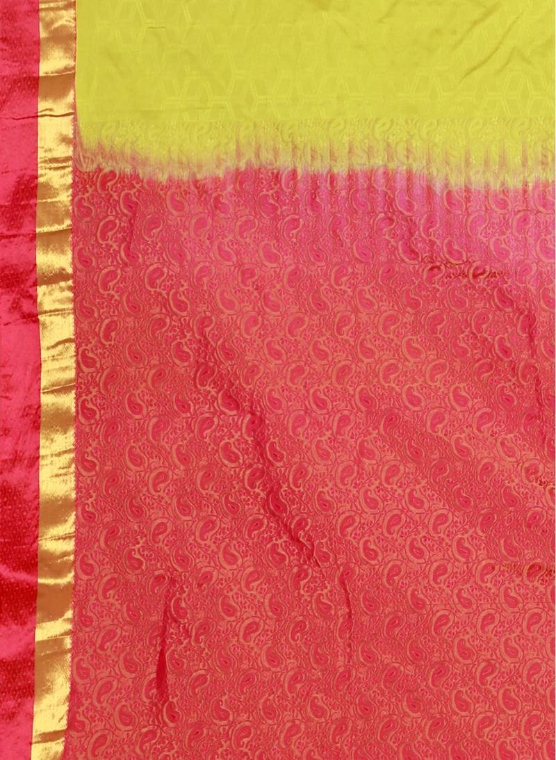 CLASSICATE from the house of The Chennai Silks Women's Light Yellow Kanjivaram Silk Saree With Running Blouse