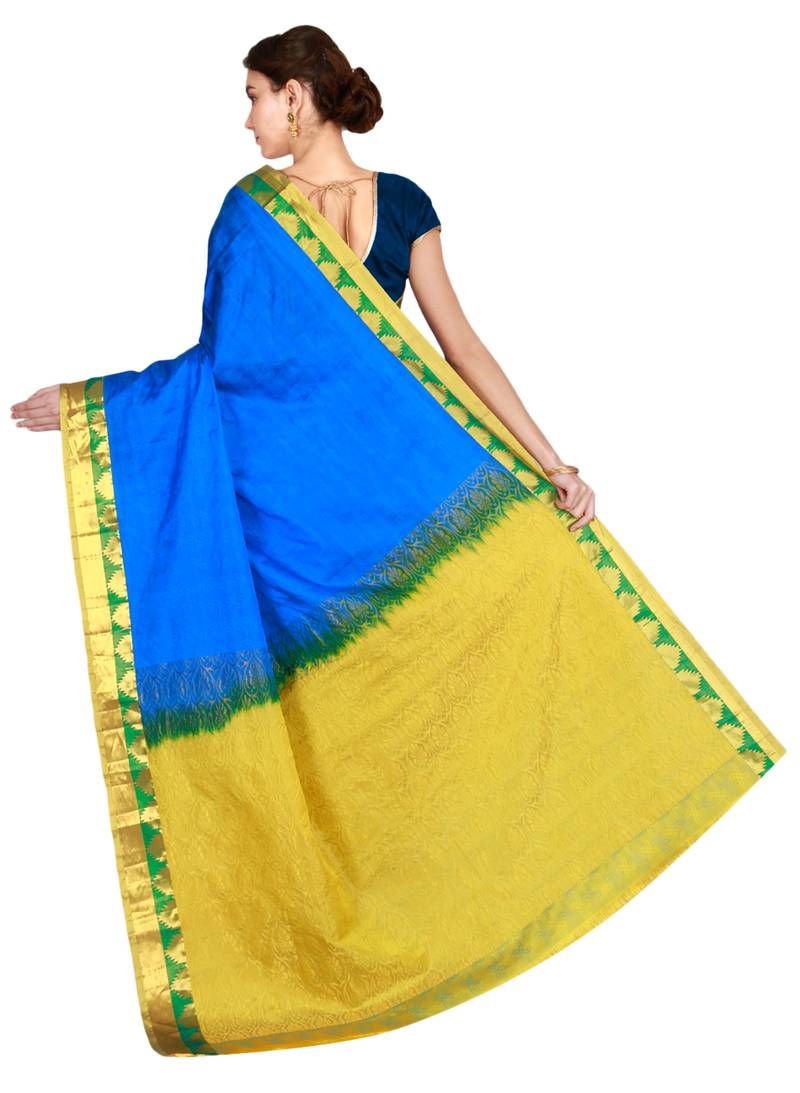 CLASSICATE from the house of The Chennai Silks Women's Royal Blue Kanjivaram Silk Saree With Running Blouse