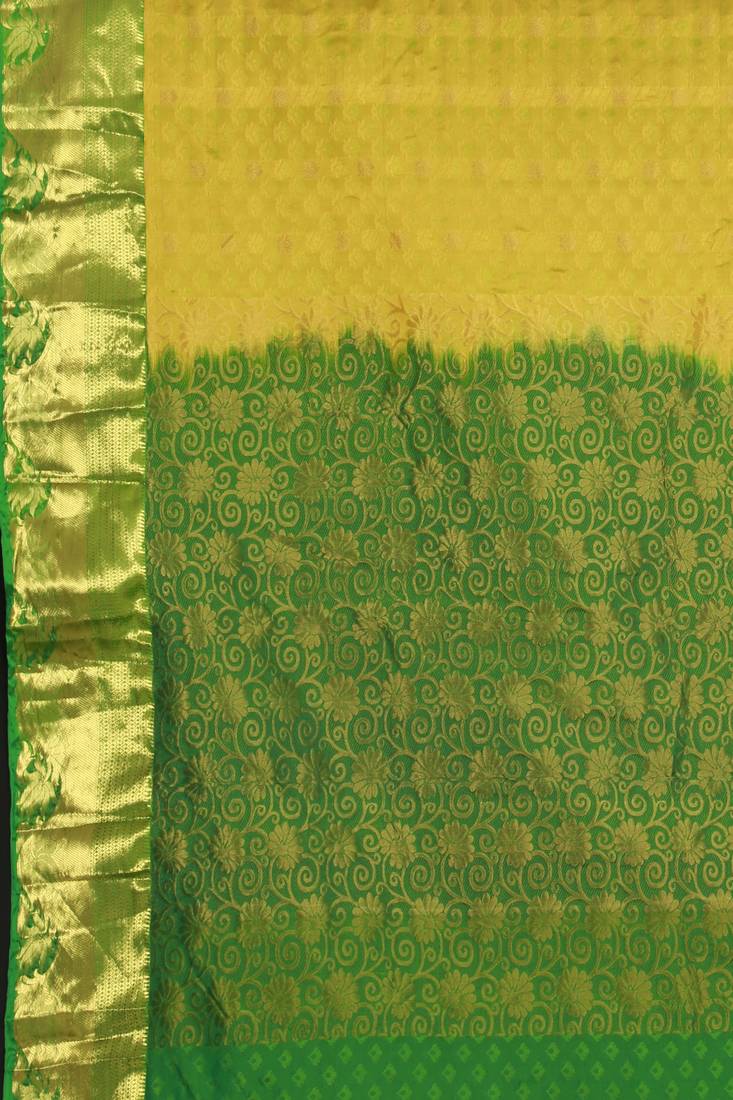 CLASSICATE from the house of The Chennai Silks Women's Olive Green Kanjivaram Silk Saree With Running Blouse