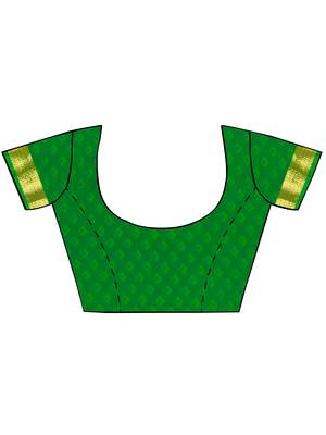 CLASSICATE from the house of The Chennai Silks Women's Olive Green Kanjivaram Silk Saree With Running Blouse 5