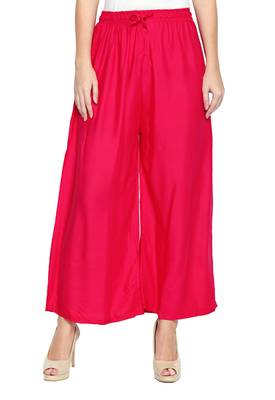 Women's Crepe Pink Solid Palazzos 1