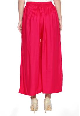 Women's Crepe Pink Solid Palazzos 3