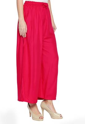 Women's Crepe Pink Solid Palazzos 4