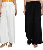 Combo of 2 Women's Crepe White & Black Solid Palazzos