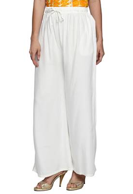 Combo of 2 Women's Crepe White & Black Solid Palazzos 2