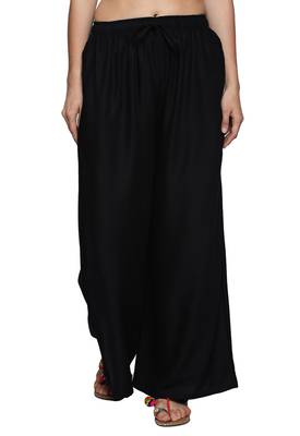 Combo of 2 Women's Crepe White & Black Solid Palazzos 4