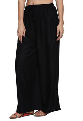 Combo of 2 Women's Crepe White & Black Solid Palazzos 5