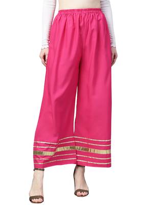 2 Women's Crepe Pink & Red Solid With Gota Patti Palazzos 2