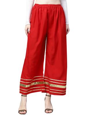 2 Women's Crepe Pink & Red Solid With Gota Patti Palazzos 4