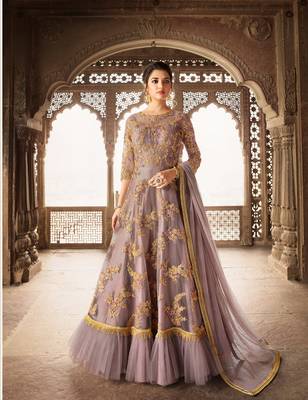 Pink embroidered net salwar 1