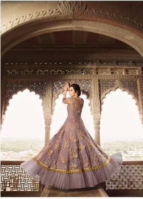 Pink embroidered net salwar 2
