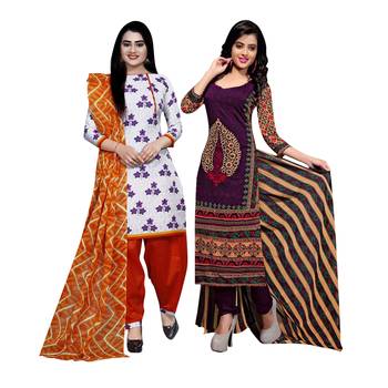Off-white printed blended cotton salwar 1
