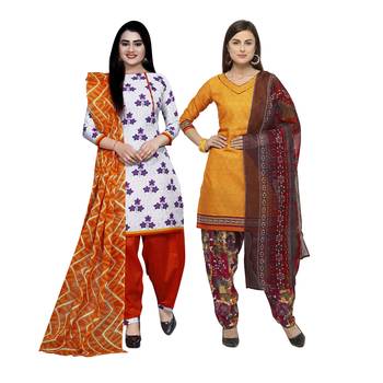 Off-white printed blended cotton salwar 1
