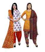 Off-white printed blended cotton salwar