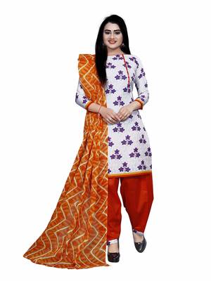 Off-white printed blended cotton salwar 2