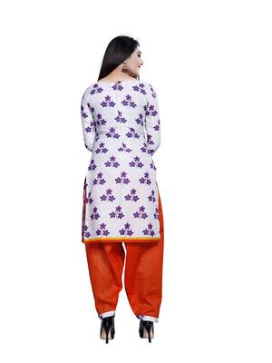 Off-white printed blended cotton salwar 3