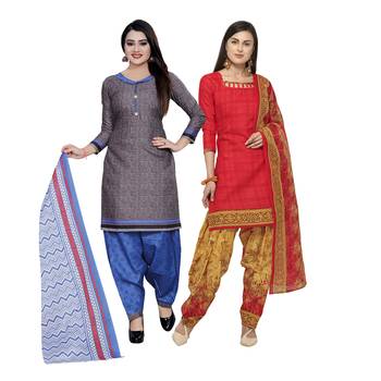 Grey printed blended cotton salwar 1