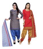 Grey printed blended cotton salwar