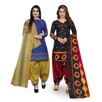Blue printed blended cotton salwar 1