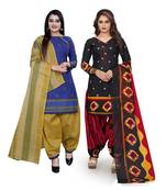 Blue printed blended cotton salwar