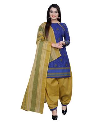 Blue printed blended cotton salwar 2