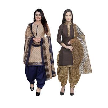 Beige Printed Blended Cotton Salwar 1