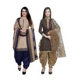 Beige Printed Blended Cotton Salwar