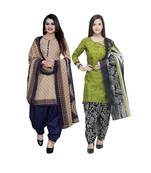 Beige Printed Blended Cotton Salwar