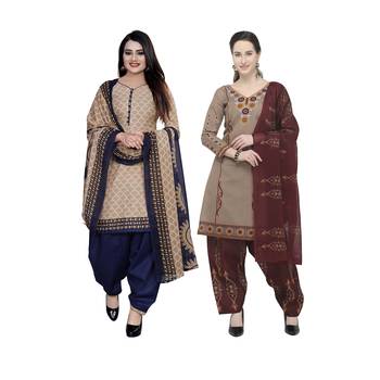 Beige Printed Blended Cotton Salwar 1