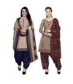 Beige Printed Blended Cotton Salwar