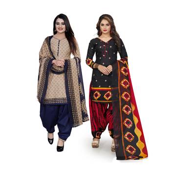 Beige Printed Blended Cotton Salwar 1
