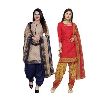 Beige Printed Blended Cotton Salwar 1