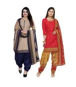 Beige Printed Blended Cotton Salwar