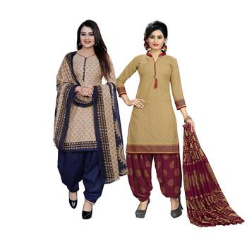 Beige Printed Blended Cotton Salwar 1