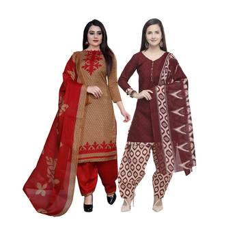 Brown Printed Blended Cotton Salwar 1