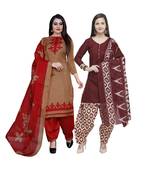 Brown Printed Blended Cotton Salwar