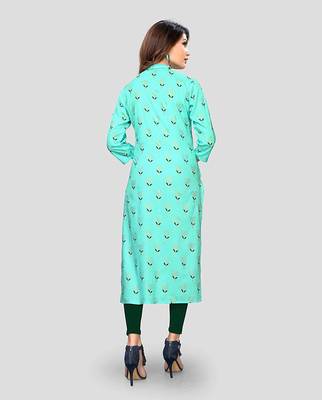 Sky-blue printed rayon party-wear-kurtis 2