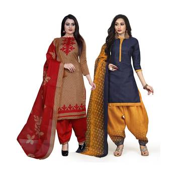 Brown Printed Blended Cotton Salwar 1