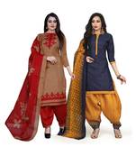 Brown Printed Blended Cotton Salwar