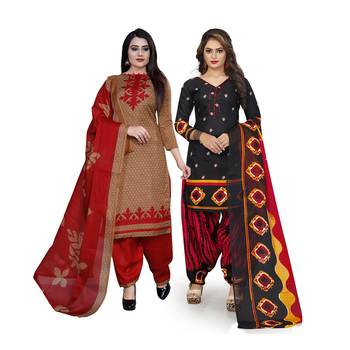 Brown Printed Blended Cotton Salwar 1