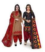 Brown Printed Blended Cotton Salwar