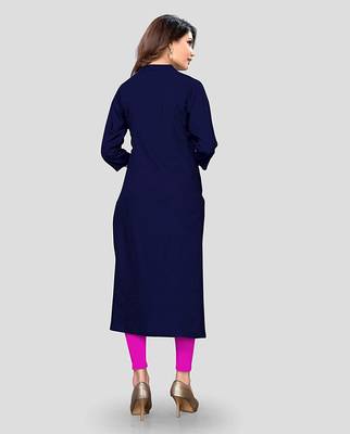 Navy-blue hand woven rayon party-wear-kurtis 2