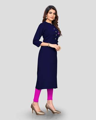 Navy-blue hand woven rayon party-wear-kurtis 3